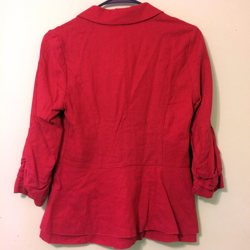 Pink Linen/Rayon Blazer with Ruffles - Picture 2 of 4